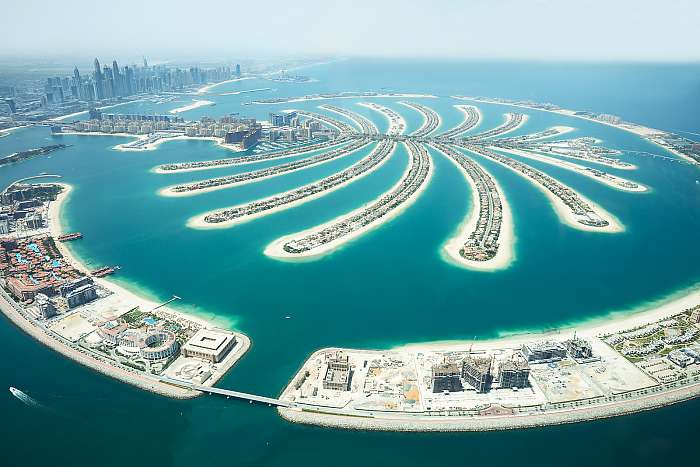 Palm Island légifotó, Dubai, 