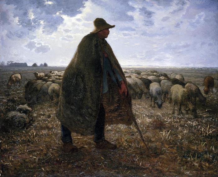 Juhász a botjára támaszkodva - színverzió 1., Jean-François Millet