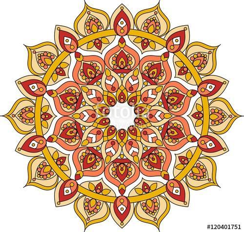 Vector ornate orange mandala illustration, Premium Kollekció