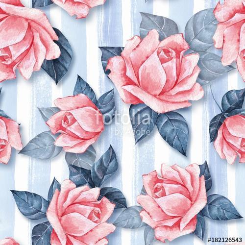 Floral seamless pattern 27. Watercolor background with beautiful, Premium Kollekció