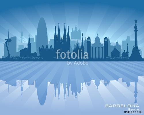 Barcelona Spain city skyline vector silhouette, Premium Kollekció