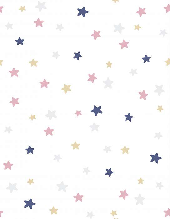 Rózsaszín-kék-sárga csillagok tapétaminta, 