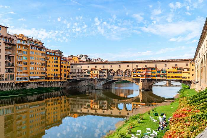 Ponte Vecchio és a zöld terasz, Firenze, 