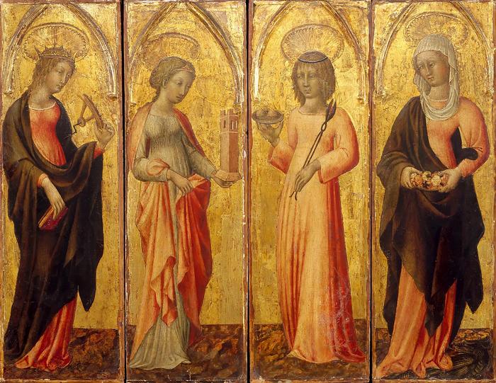 Női szentek (Katalin, Borbála, Ágota, Margit), Giovanni di Paolo