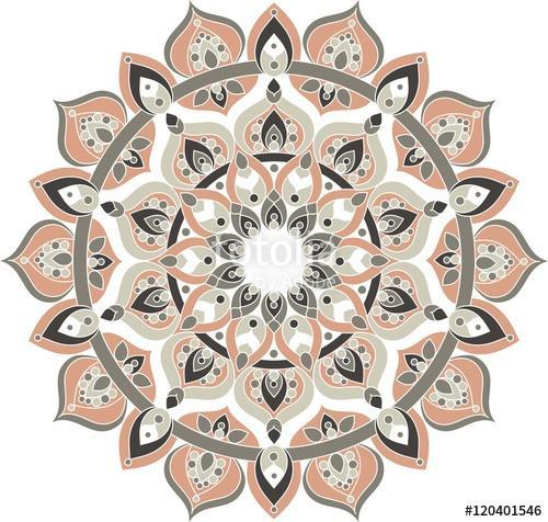 Vector gray and pink ornate mandala illustration, Premium Kollekció