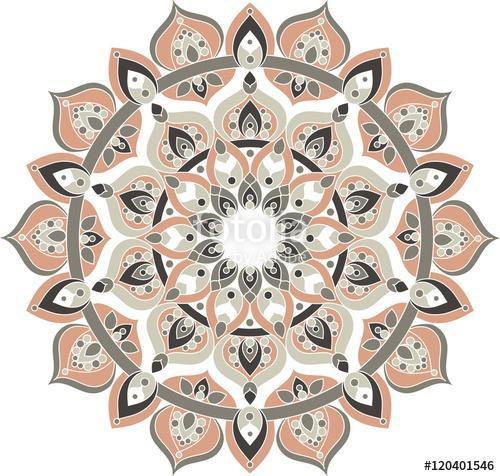 Vector gray and pink ornate mandala illustration, Premium Kollekció