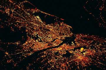 New York éjszaka - légi fotó, 