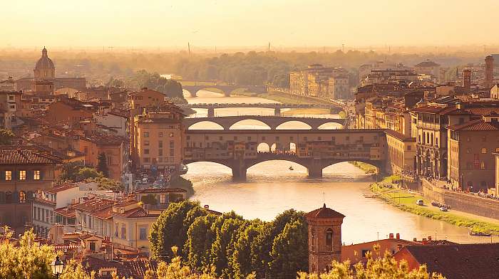 Ponte Vecchio madártávlatból, Firenze, 
