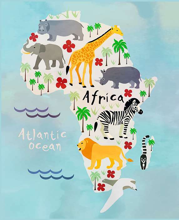 Állatos Afrika térkép gyerekeknek, Premium Kollekció