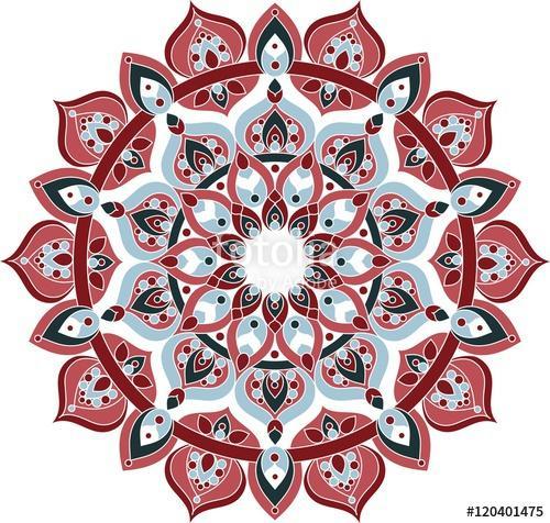 Vector ornate blue and red mandala illustration, Premium Kollekció