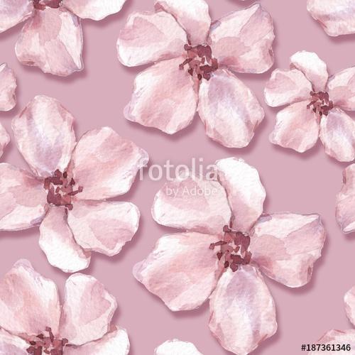 Floral seamless pattern. Watercolor background with pink flowers, Premium Kollekció