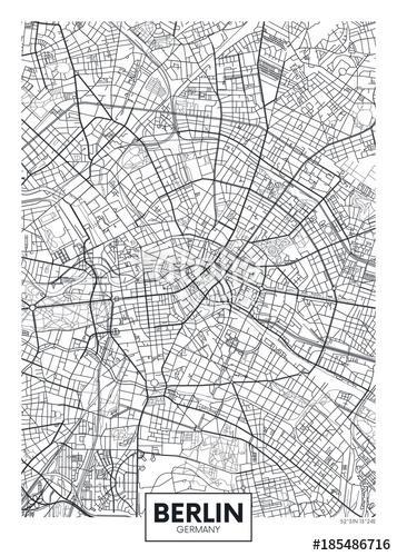 Detailed vector poster city map Berlin, Premium Kollekció