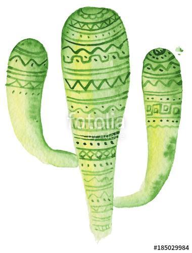 Watercolor tropical cactus hand drawn illustration isolated on w, Premium Kollekció
