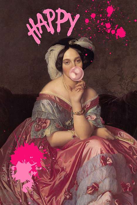 Happy - rózsaszín rágógumi lufival (Barokk & Graffiti), Partner Kollekció Happy - rózsaszín rágógumi lufival (Barokk & Graffiti), Partner Kollekció