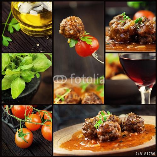 Élelmiszer-kollázs - húslabdák, Premium Kollekció Élelmiszer-kollázs - húslabdák, Premium Kollekció