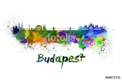 Budapest skyline in watercolor, Premium Kollekció