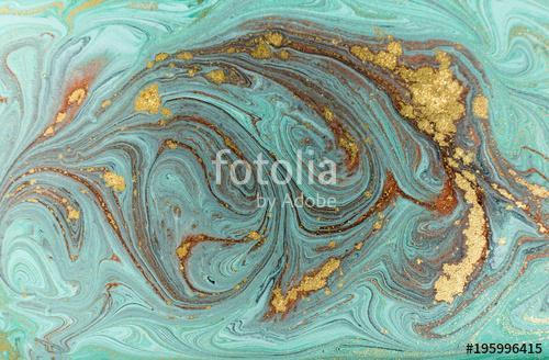 Marble abstract acrylic background. Nature green marbling artwork texture. Golden glitter., Premium Kollekció