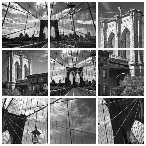 Collage Pont de Brooklyn noir et blanc - New York USA, Premium Kollekció