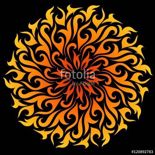 Vector abstract fire mandala. Decorative flame circle, Premium Kollekció