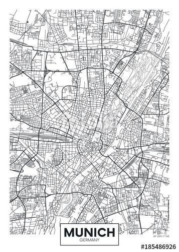Detailed vector poster city map Munich, Premium Kollekció