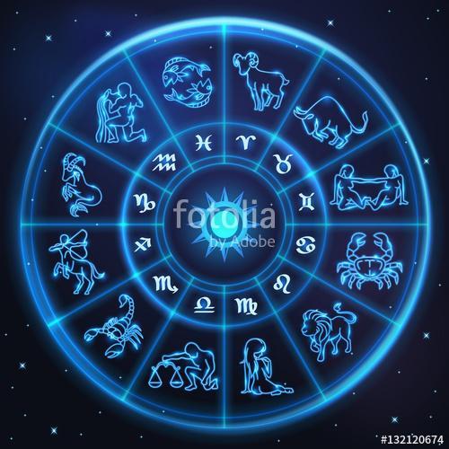 Light symbols of zodiac and horoscope circle, astrology, Premium Kollekció