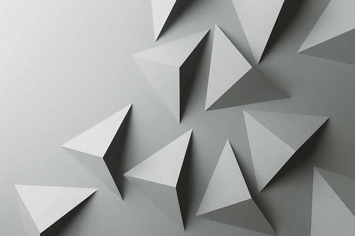 Macro image of gray geometric shapes, three-dimensional effect, abstract background, Premium Kollekció