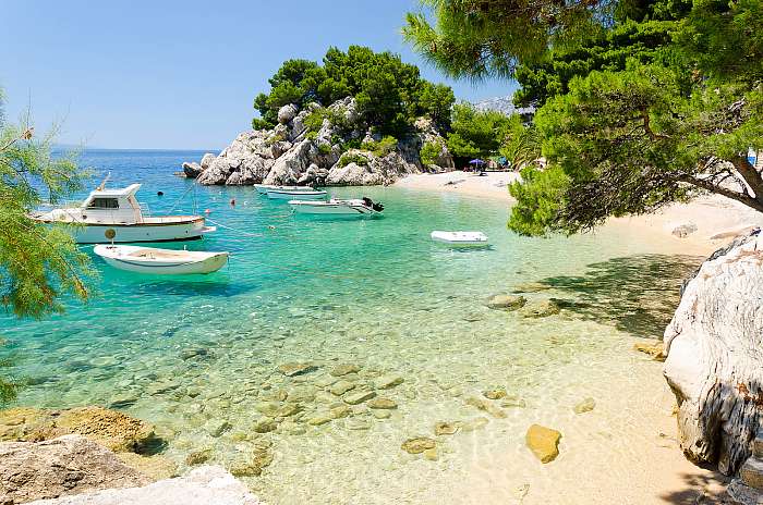 beautiful beach in Brela on Makarska riviera, Dalmatia, Croatia, Premium Kollekció