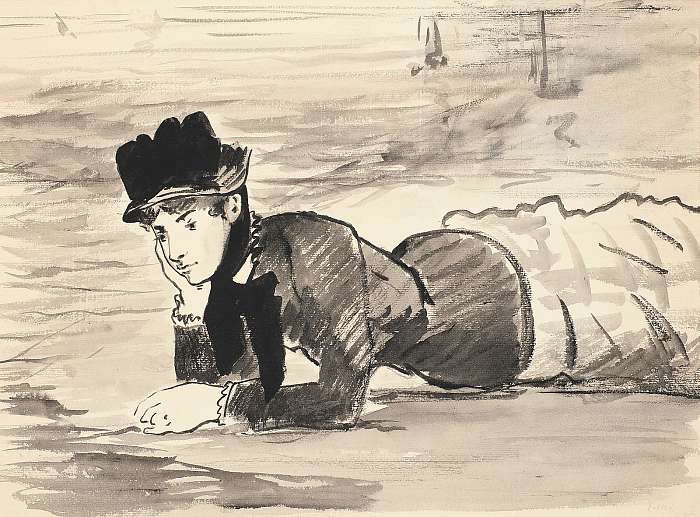 Fekvő nő a parton, Edouard Manet