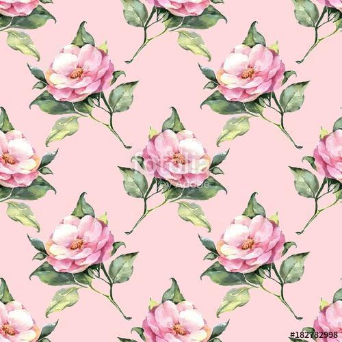 Watercolor floral seamless pattern 21. Pink flowers , Premium Kollekció