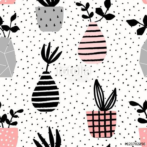 Vases and Pots Seamless Pattern, Premium Kollekció