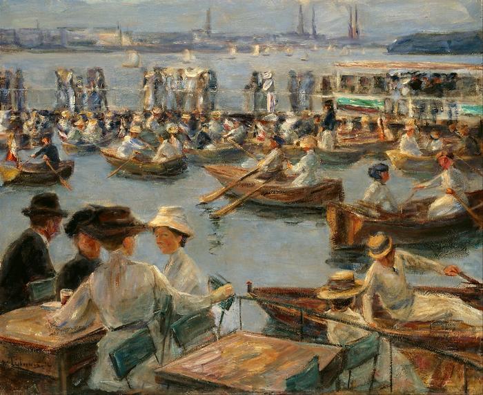 Csónakázók az Alster-folyón Hamburgnál (1910), Max Liebermann