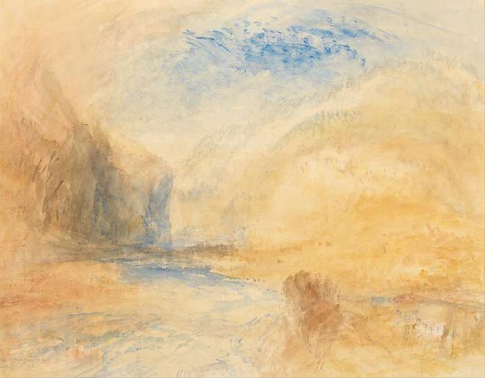 Tájkép heggyel és tóval, William Turner