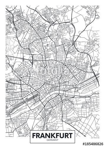 Detailed vector poster city map Frankfurt, Premium Kollekció