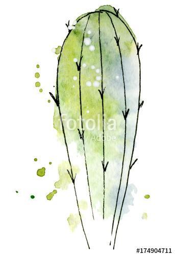 Watercolor cactus Abstract hand drawn cacti, Premium Kollekció