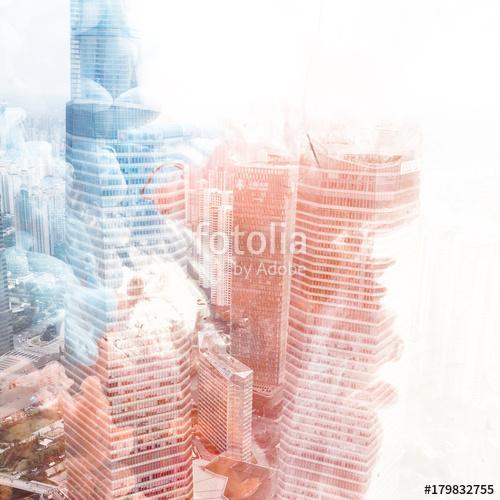 Abstract Colourful City Double Exposure, Premium Kollekció