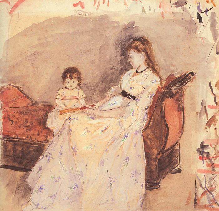 Edma, a művész nővére kislányával, Berthe Morisot
