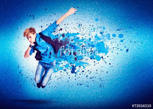 dancer in blue jumping - guy 16, Premium Kollekció