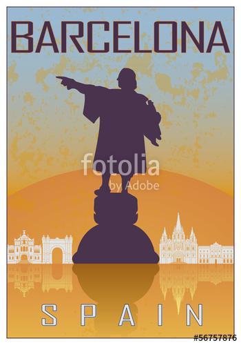 Barcelona vintage poster, Premium Kollekció