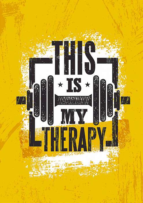 This Is My Therapy. Fitness Muscle Workout Motivation Quote Poster Vector Concept. Inspiring Gym Creative Illustration, Premium Kollekció