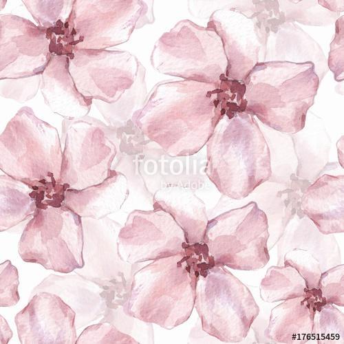 Floral seamless pattern 2. Watercolor background with pink flowe, Premium Kollekció