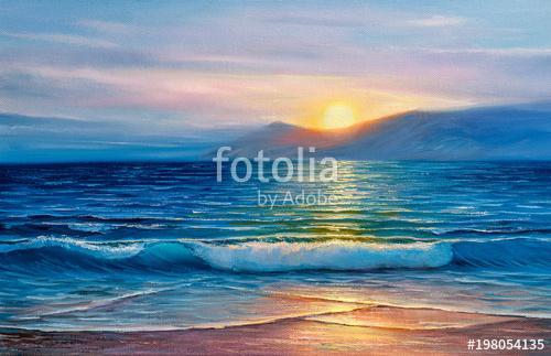 Oil  painting of the sea on canvas., Premium Kollekció