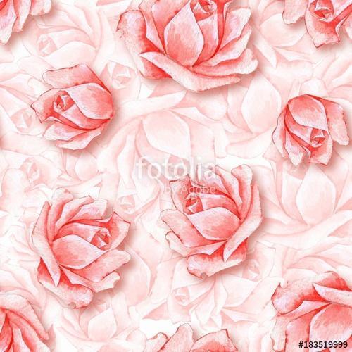 Floral seamless pattern. Watercolor background with beautiful ro, Premium Kollekció