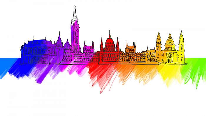 Budapest Colorful Landmark Banner, Premium Kollekció