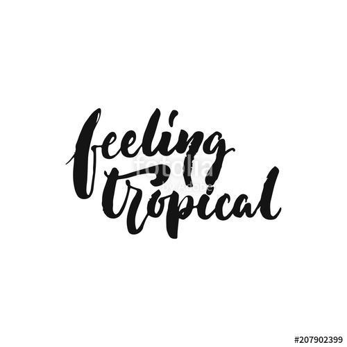 Feeling tropical - hand drawn Summer seasons holiday lettering phrase isolated on the white background. Fun brush ink vector ill, Premium Kollekció