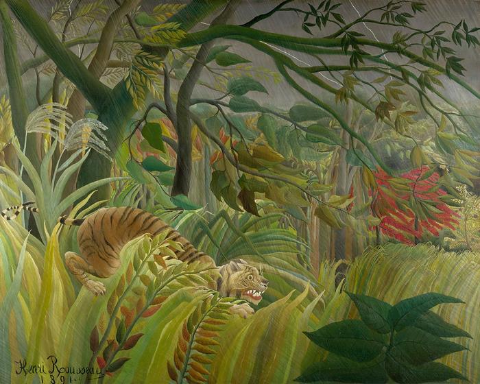 Tigris a trópusi viharban, Henri Rousseau