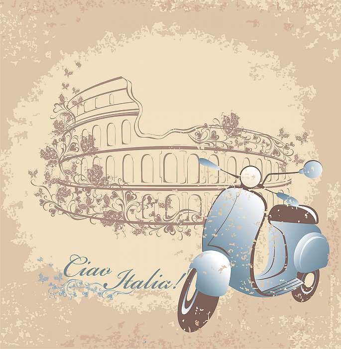 Ciao Italia - Vespa és a Colosseum - vintage, Premium Kollekció