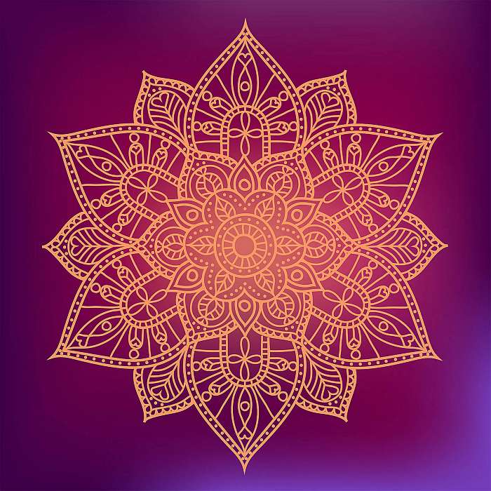 Flower hand drawn mandala graphic element on dark colorful backg, Premium Kollekció