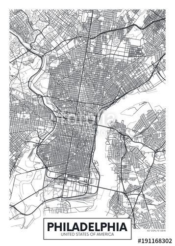 Vector poster map city Philadelphia, Premium Kollekció