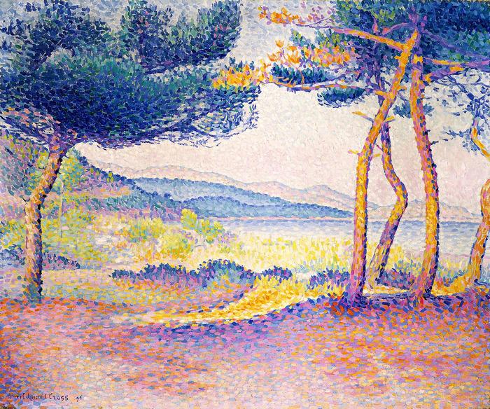 Fenyőfák a  part mentén, Henri-Edmond Cross