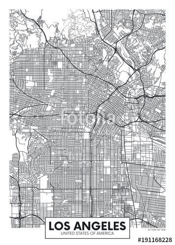 Vector poster map city Los Angeles, Premium Kollekció